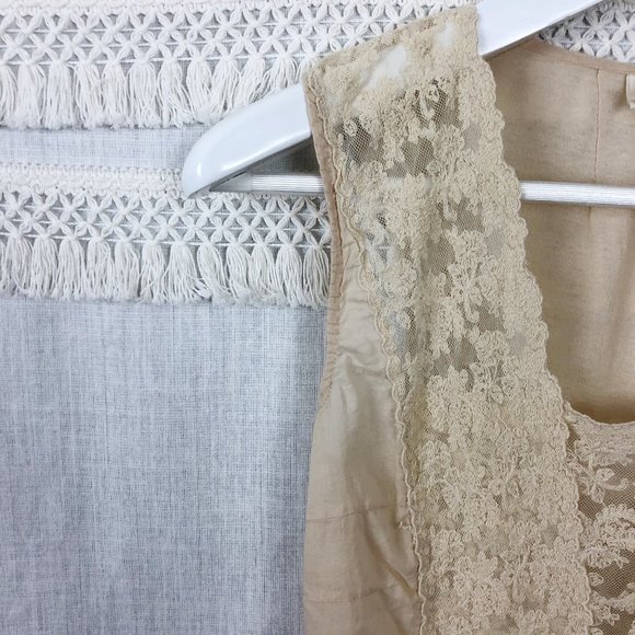 Anthropologie Tiny Silk Nude Lace Front Tank Top S - Picture 5 of 8